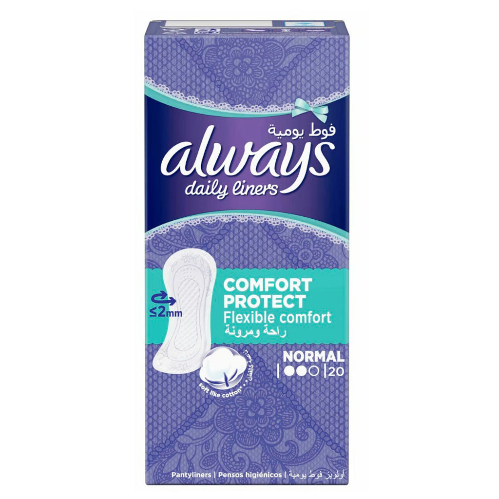 Always Daily Liners Comfort Protect, Normal Pantyliners, Pack of 20's - Easy Pharmacy LLC