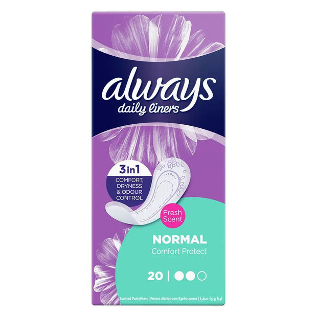 Always Daily Liners Comfort Protect With Fresh Scent, Normal Pantyliners, Pack of 20's