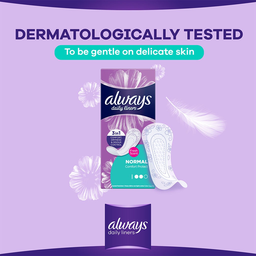 Always Daily Liners Comfort Protect With Fresh Scent, Normal Pantyliners, Pack of 20's - Easy Pharmacy LLC