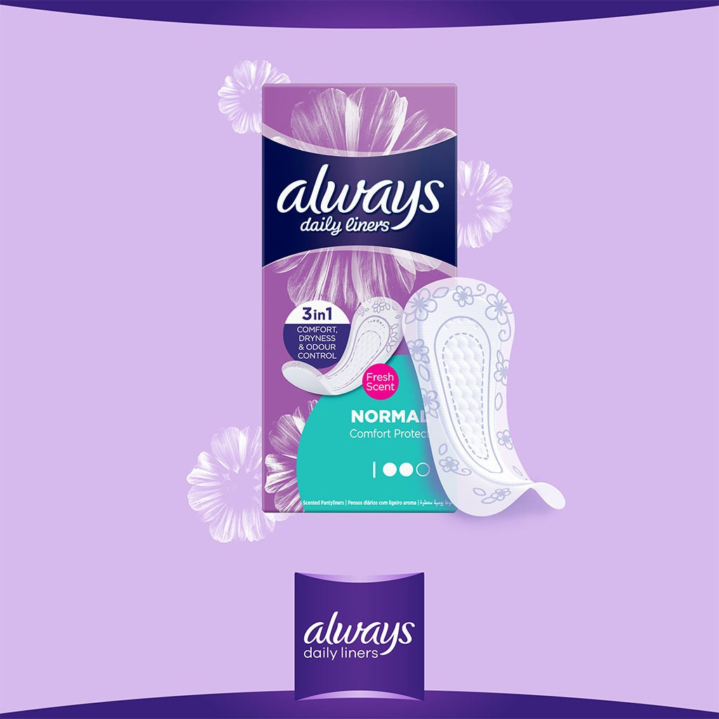 Always Daily Liners Comfort Protect With Fresh Scent, Normal Pantyliners, Pack of 20's - Easy Pharmacy LLC