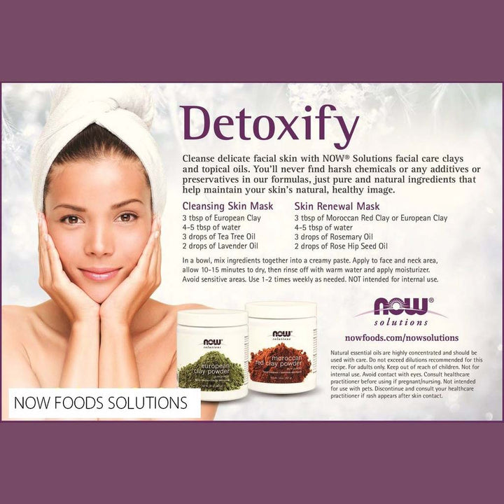 Now Solutions Moroccan Red Clay Facial Cleansing Powder For Sensitive Skin 170g - Easy Pharmacy LLC