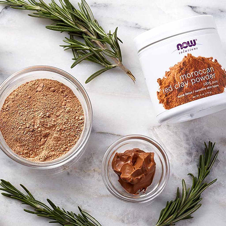 Now Solutions Moroccan Red Clay Facial Cleansing Powder For Sensitive Skin 170g - Easy Pharmacy LLC