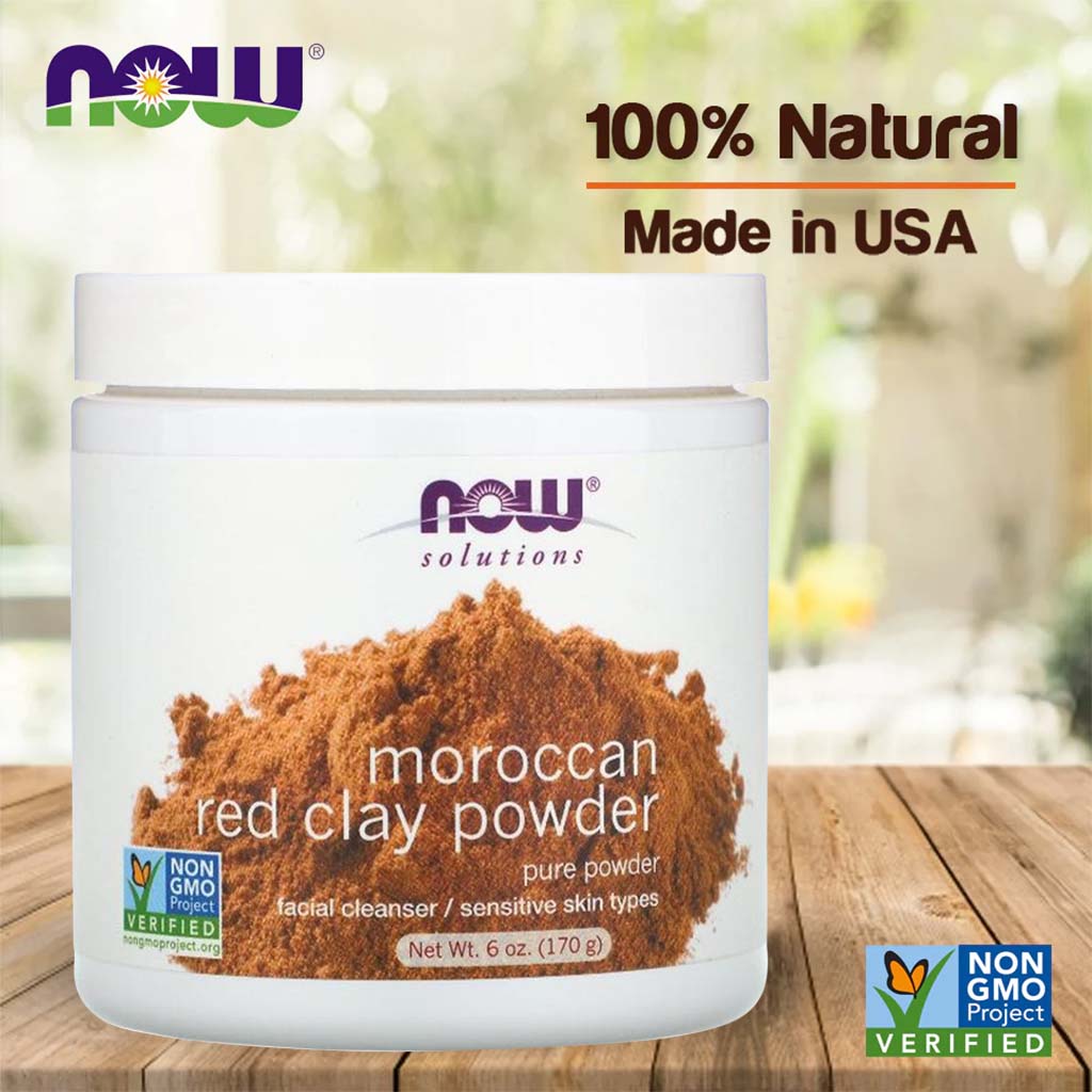 Now Solutions Moroccan Red Clay Facial Cleansing Powder For Sensitive Skin 170g - Easy Pharmacy LLC
