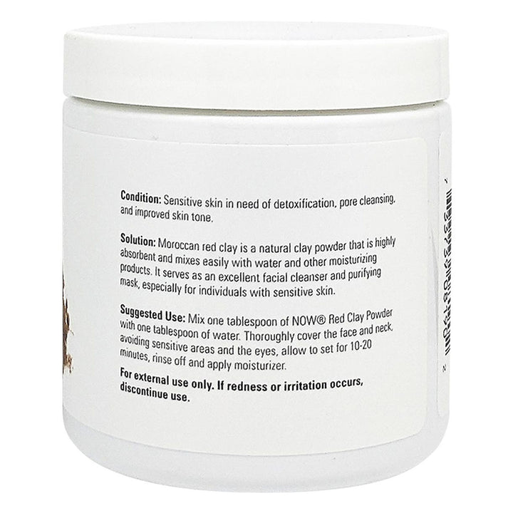 Now Solutions Moroccan Red Clay Facial Cleansing Powder For Sensitive Skin 170g - Easy Pharmacy LLC
