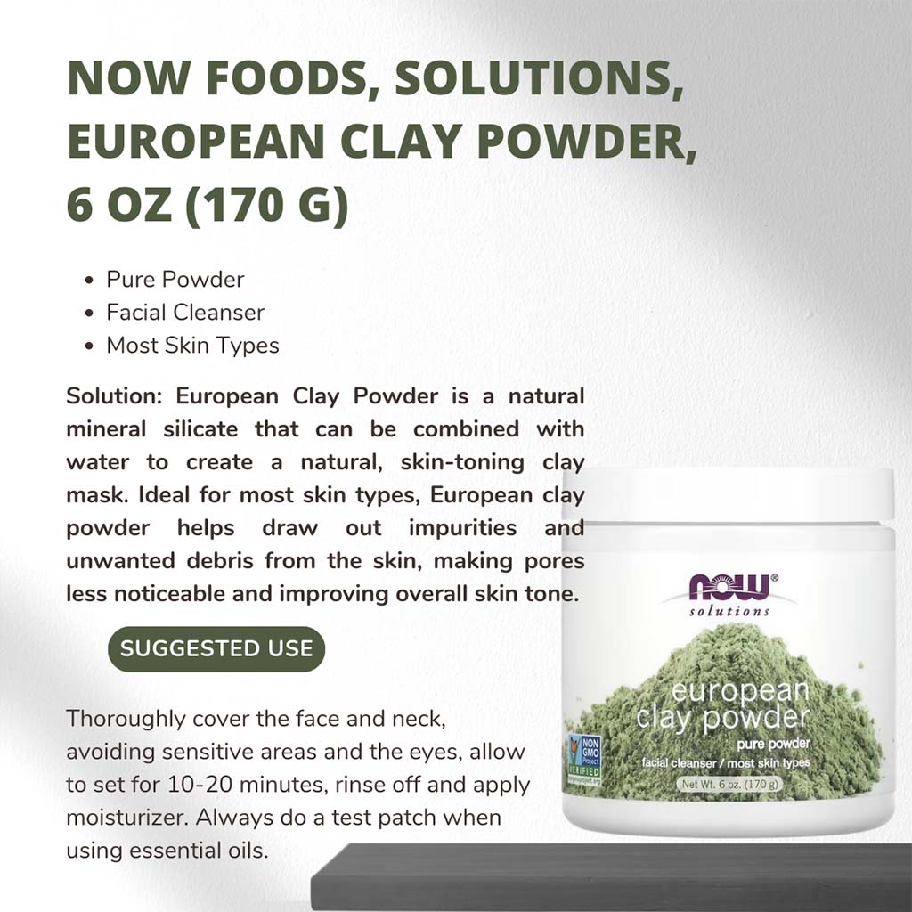 Now Solutions European Clay Facial Cleansing Powder 170g - Easy Pharmacy LLC
