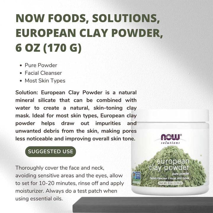 Now Solutions European Clay Facial Cleansing Powder 170g - Easy Pharmacy LLC