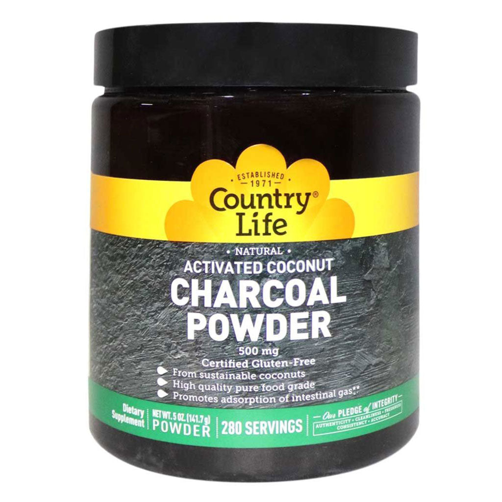 Country Life Natural 500 mg Activated Coconut Charcoal Gluten-Free Powder, Pack of 280 Servings - Easy Pharmacy LLC