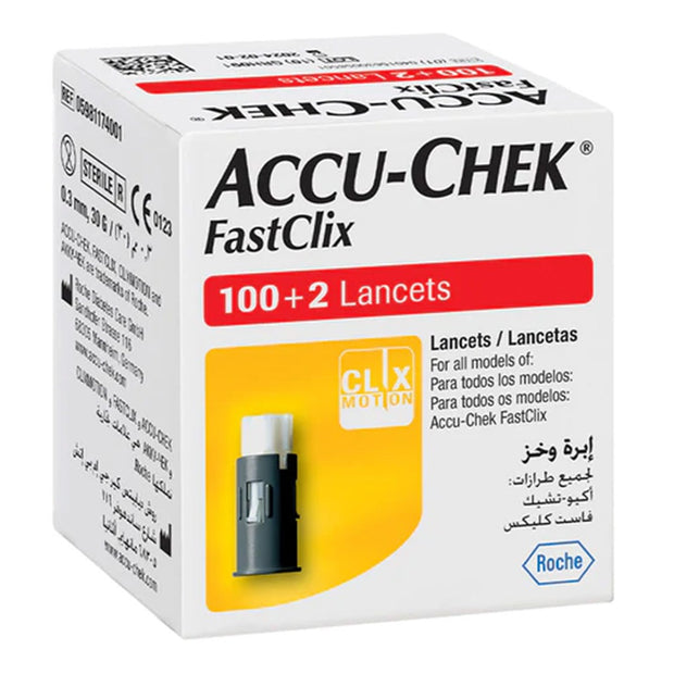 Accu-Chek FastClix Lancets 30G Clix Motion Sterile For Diabetic Blood Glucose Testing Pack Of 102