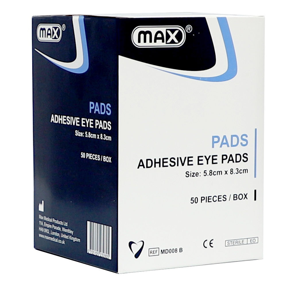 Max Adhesive Sterile Eye Pads 5.8 cm x 8.3 cm 50's - Easy Pharmacy LLC