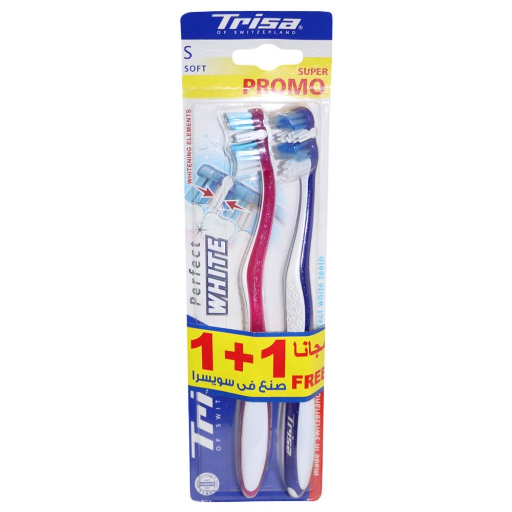 Trisa Perfect White Soft Toothbrush 1 + 1 Promo - Easy Pharmacy LLC