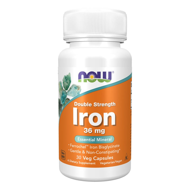 Now Double Strength Iron 36mg Non-Constipating Veg Capsules For Healthy Blood Count, Pack of 30's - Easy Pharmacy LLC