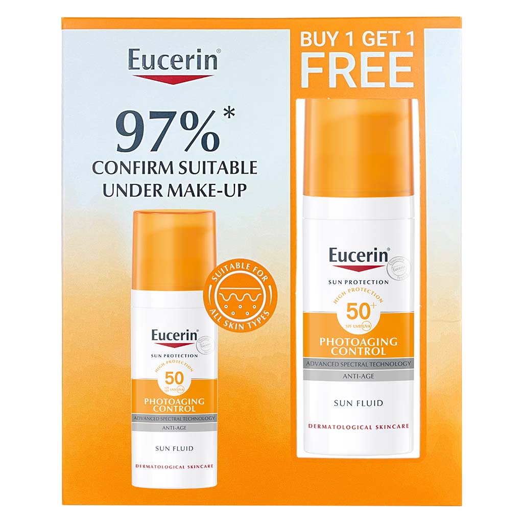 Eucerin Sun Photo-aging Control Sunscreen Anti-Aging Sun Fluid SPF50 50ml 1+1 PROMO - Easy Pharmacy LLC