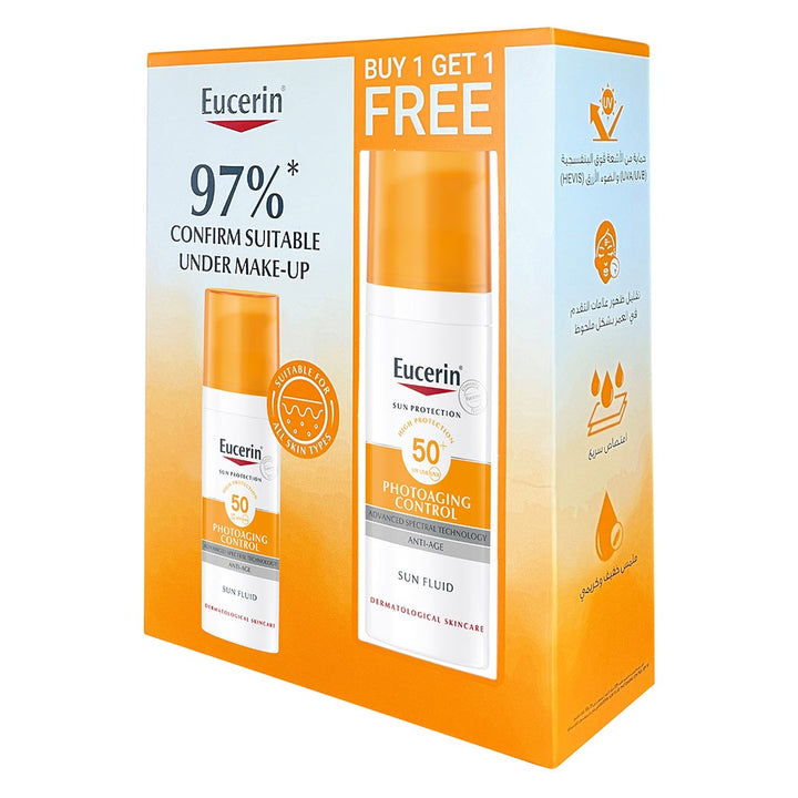 Eucerin Sun Photo-aging Control Sunscreen Anti-Aging Sun Fluid SPF50 50ml 1+1 PROMO - Easy Pharmacy LLC