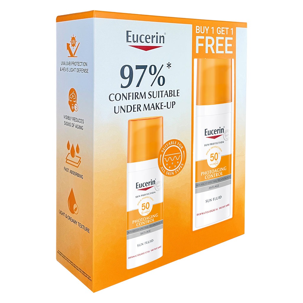 Eucerin Sun Photo-aging Control Sunscreen Anti-Aging Sun Fluid SPF50 50ml 1+1 PROMO - Easy Pharmacy LLC