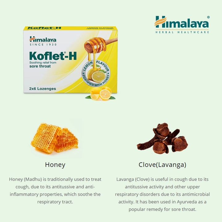 Himalaya Koflet-H Lemon Lozenges 12's - Easy Pharmacy LLC
