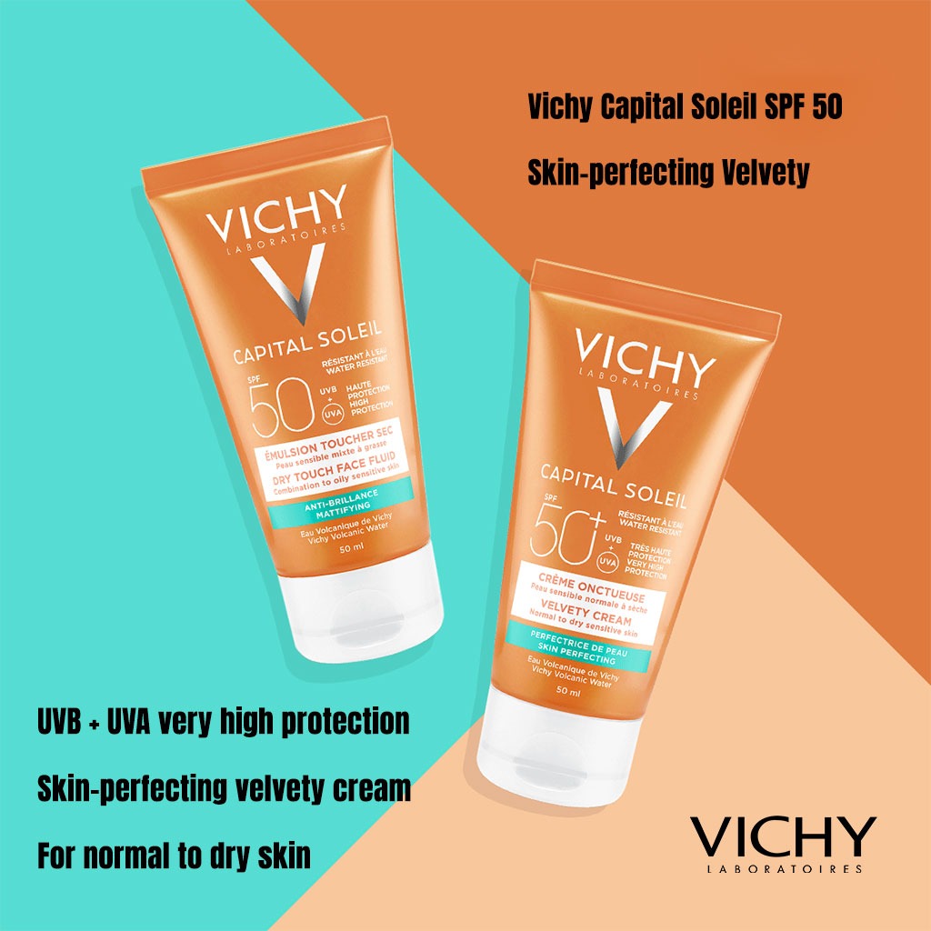 Vichy Capital Soleil Velvety Cream SPF 50+ Face Sunscreen For Normal To Dry Sensitive Skin 50ml - Easy Pharmacy LLC