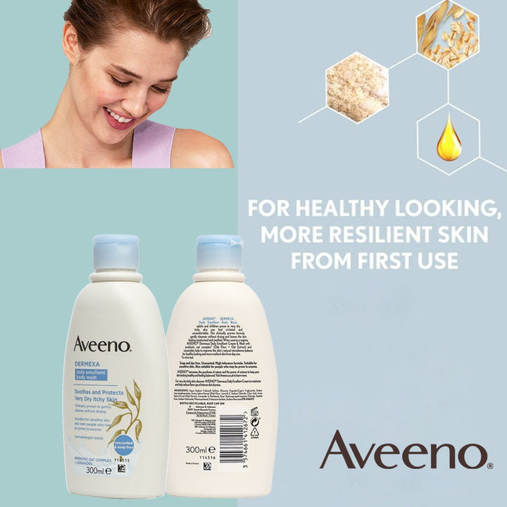 Aveeno Dermexa Daily Emollient Body Wash For very dry itchy skin 300 mL - Easy Pharmacy LLC