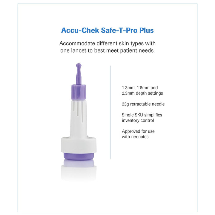 Accu-Chek Safe-T-Pro Plus Sterile Single Use Lancets With 3 Depth Settings, For Neonates, Children & Adults, Pack of 200's - Easy Pharmacy LLC