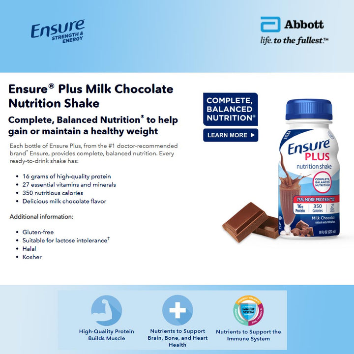 Ensure Plus Milk Chocolate Ready To Drink Nutrition Shake 237 mL - Easy Pharmacy LLC
