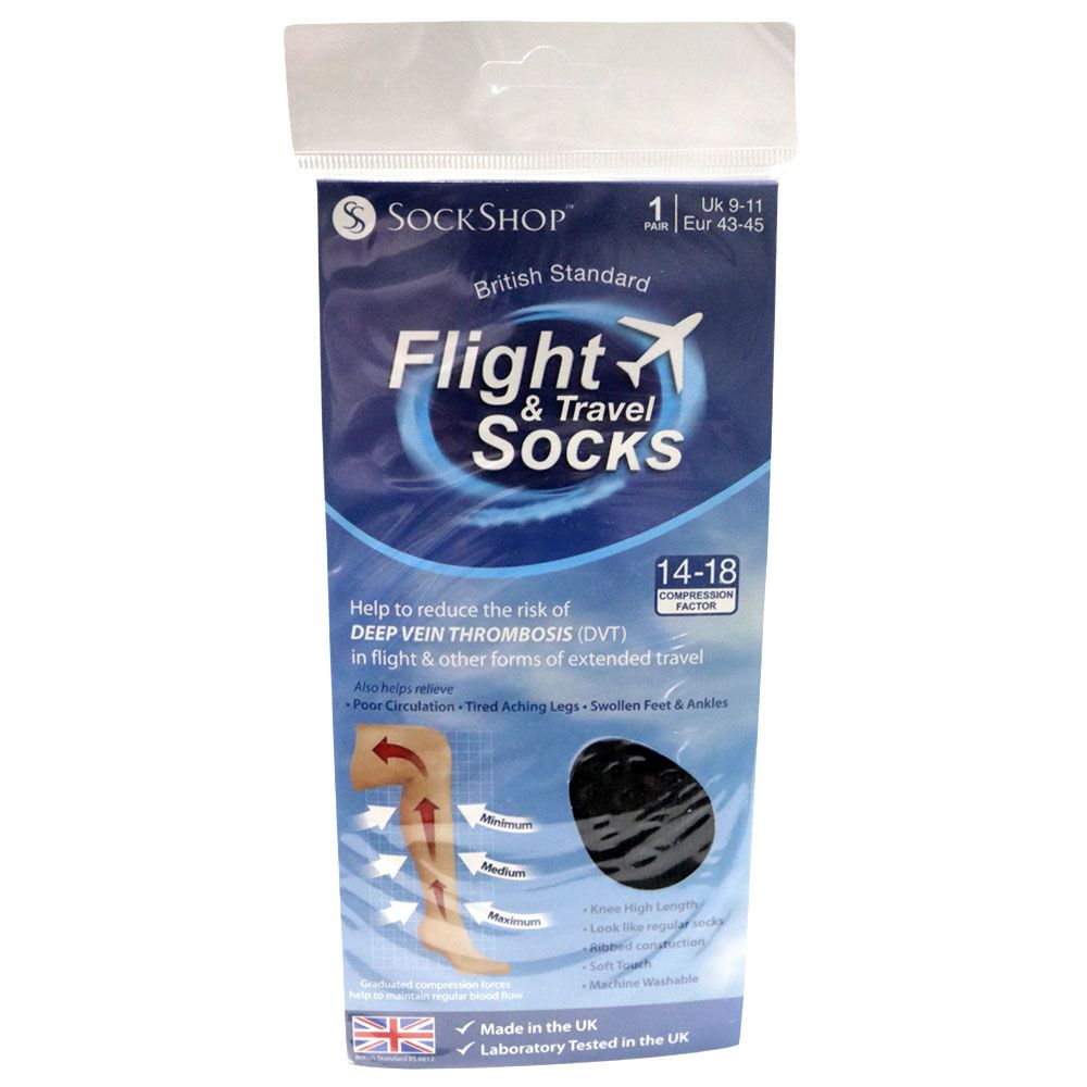 SockShop Flight & Travel Socks DVT Compression 14-18 UK 9-11, 1 Pair - Easy Pharmacy LLC