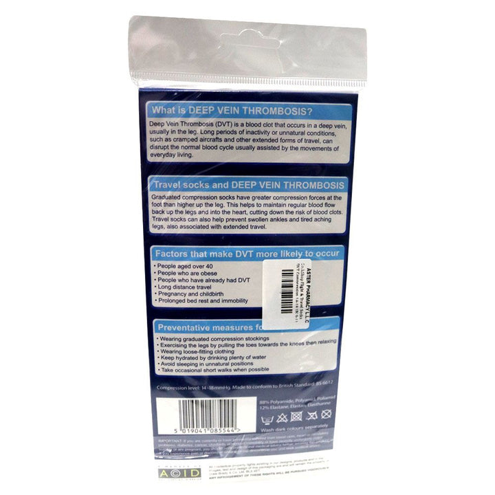 SockShop Flight & Travel Socks DVT Compression 14-18 UK 9-11, 1 Pair - Easy Pharmacy LLC
