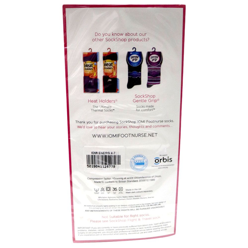 SockShop Iomi Footnurse Energising Socks Knee High UK 4-7 Black 2 Pair - Easy Pharmacy LLC