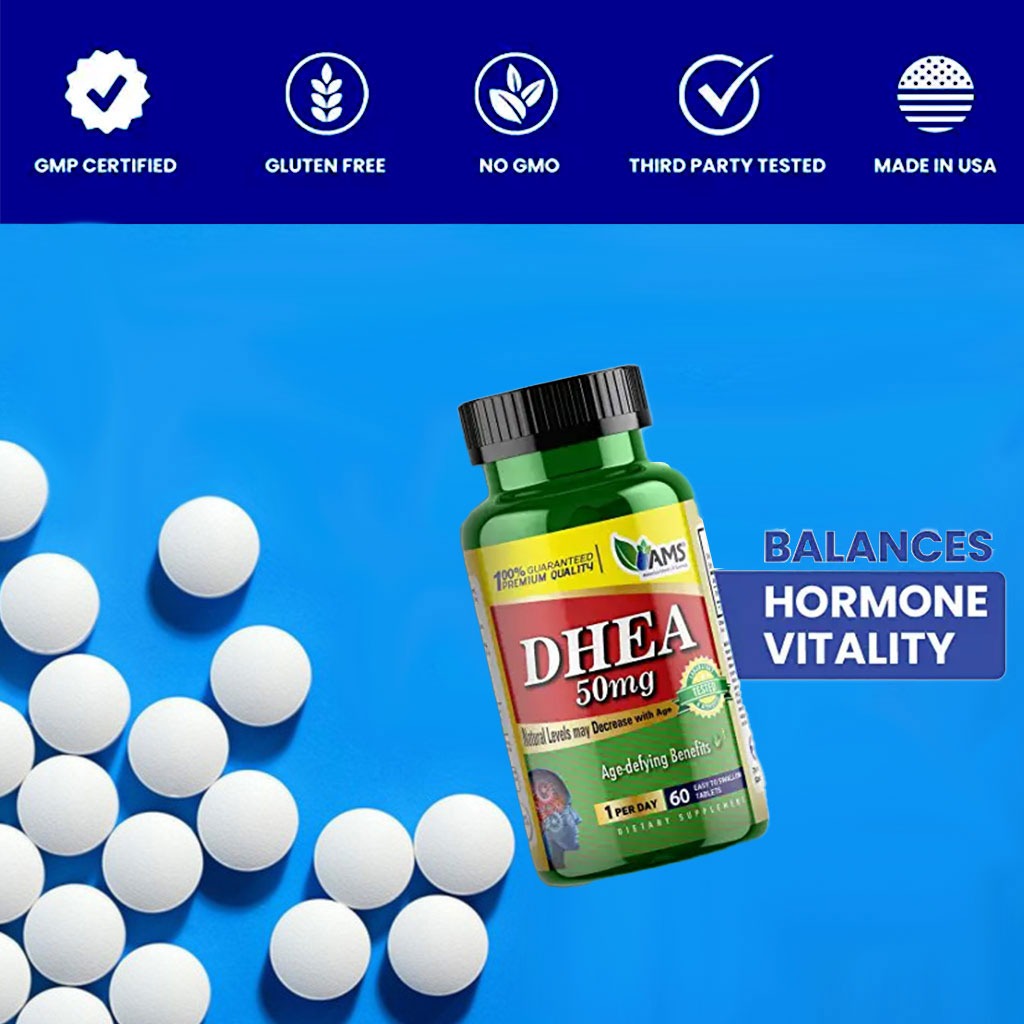 AMS DHEA 50 mg Tablets For Fertility Support, Pack of 60's - Easy Pharmacy LLC