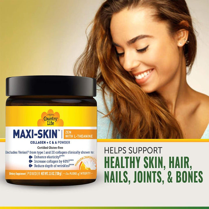 Country Life Maxi-Skin Zen With Vitamin C, A & L-Theanine Skin Firming Powder 100g - Easy Pharmacy LLC