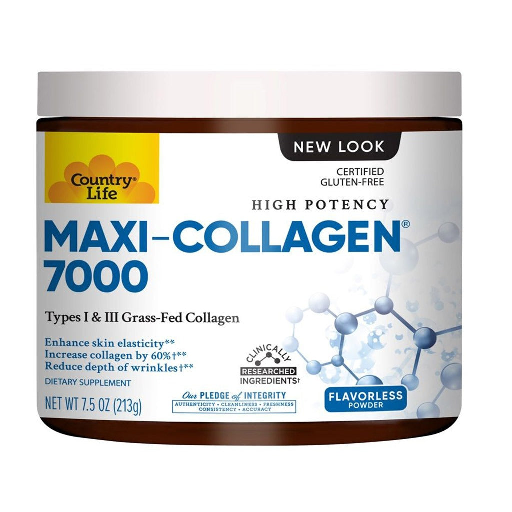 Country Life High Potency Maxi-Collagen 7000 With Vitamin C & A + Biotin Skin Firming Flavourless Powder 213g - Easy Pharmacy LLC
