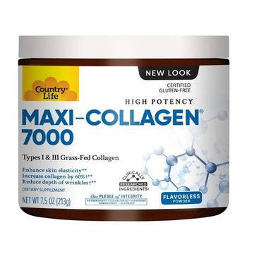 Country Life High Potency Maxi-Collagen 7000 With Vitamin C & A + Biotin Skin Firming Flavourless Powder 213g