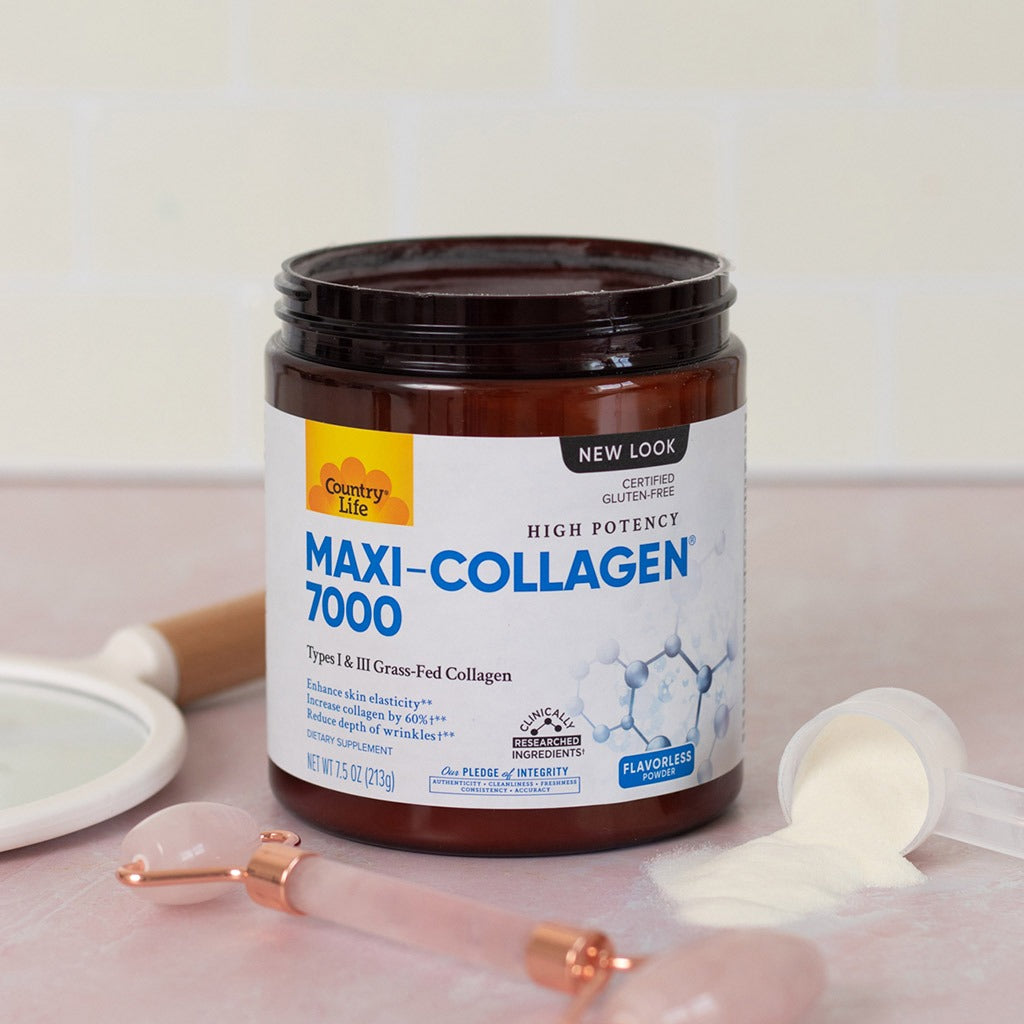 Country Life High Potency Maxi-Collagen 7000 With Vitamin C & A + Biotin Skin Firming Flavourless Powder 213g - Easy Pharmacy LLC