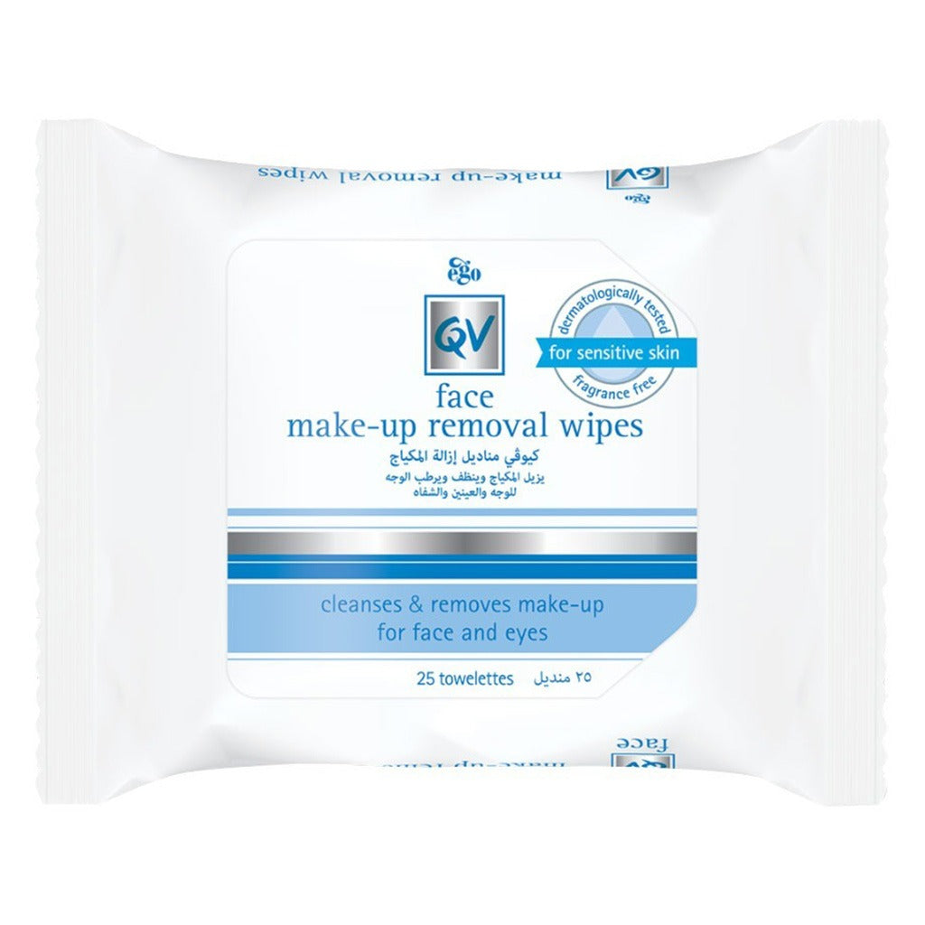 Ego QV Face Make Up Removal Wipes, Pack of 25's - Easy Pharmacy LLC
