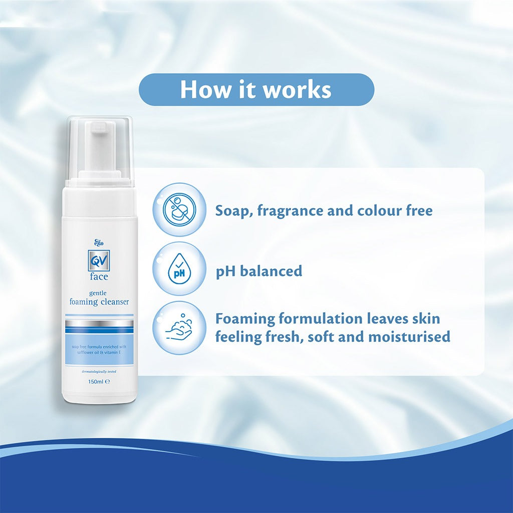 Ego QV Face Gentle Foaming Cleanser, Makeup Remover 150ml - Easy Pharmacy LLC