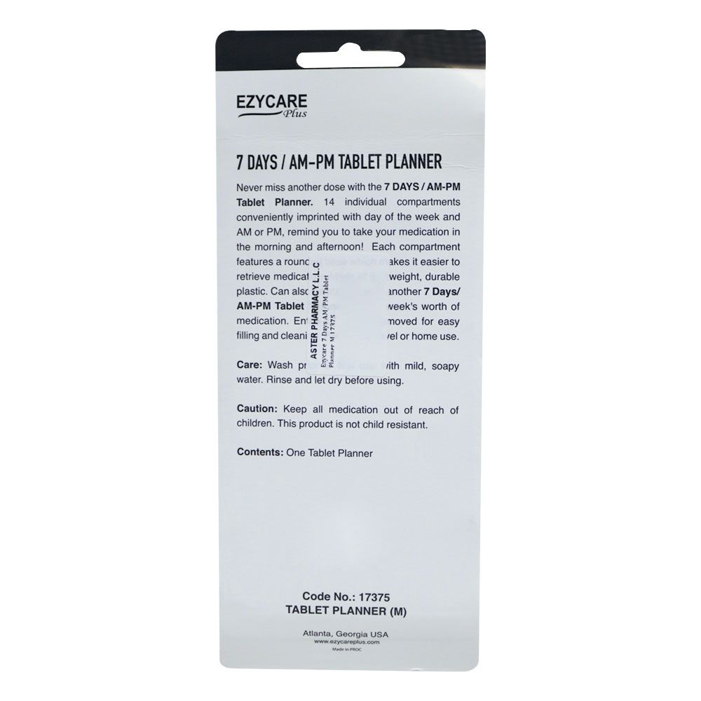 Ezycare 7 Days/AM-PM Tablet Planner Medium 17375 - Easy Pharmacy LLC