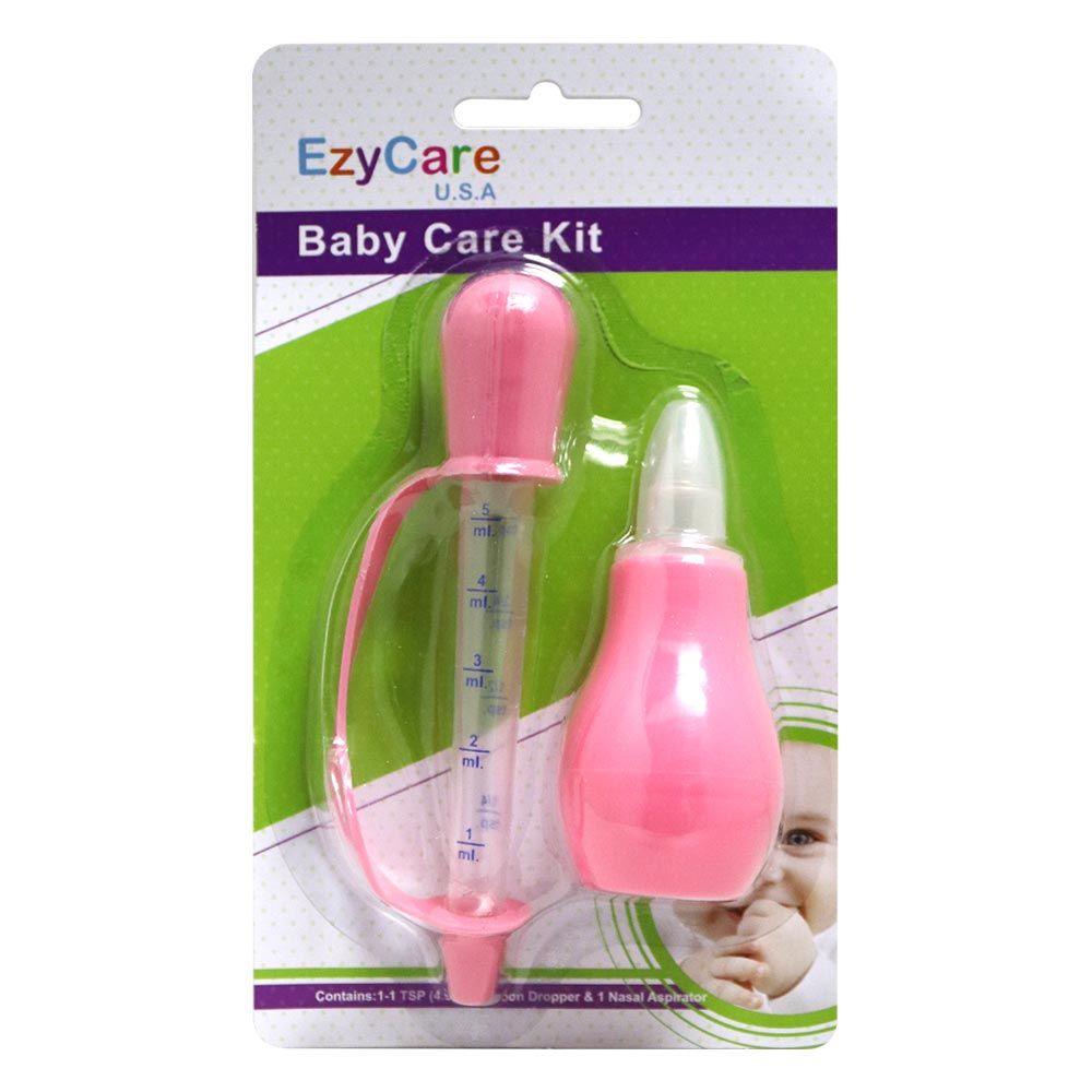 Ezycare Spoon Dropper & Nasal Aspirator Baby Care Kit Pink 1 - Easy Pharmacy LLC