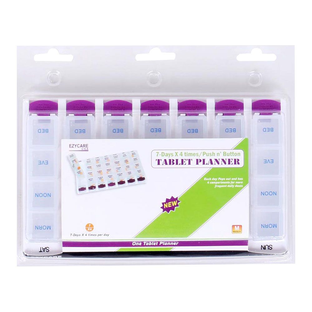 Ezycare 7 Days 4 Times Push N' Button Tablet Planner 17124 - Easy Pharmacy LLC