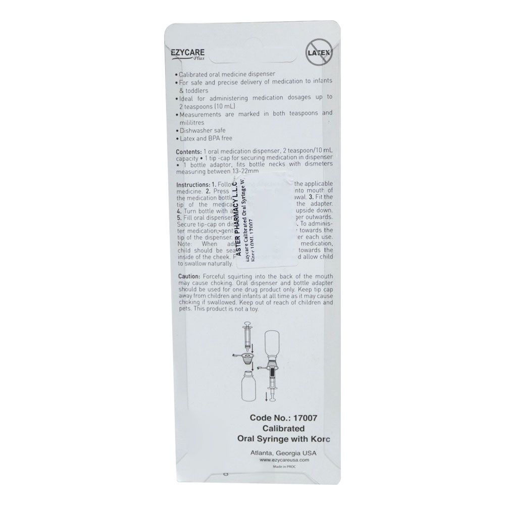 Ezycare Calibrated Oral Syringe with Korc 10 mL 17007 - Easy Pharmacy LLC