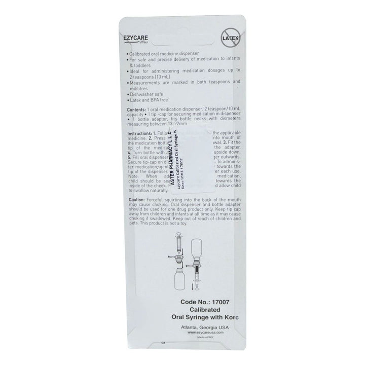 Ezycare Calibrated Oral Syringe with Korc 10 mL 17007 - Easy Pharmacy LLC