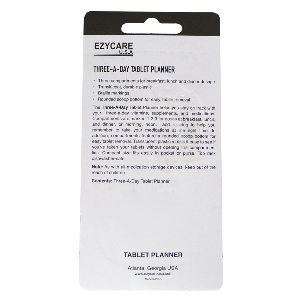 Ezycare Three A Day Tablet Planner 17178 - Easy Pharmacy LLC