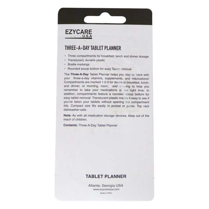 Ezycare Three A Day Tablet Planner 17178 - Easy Pharmacy LLC