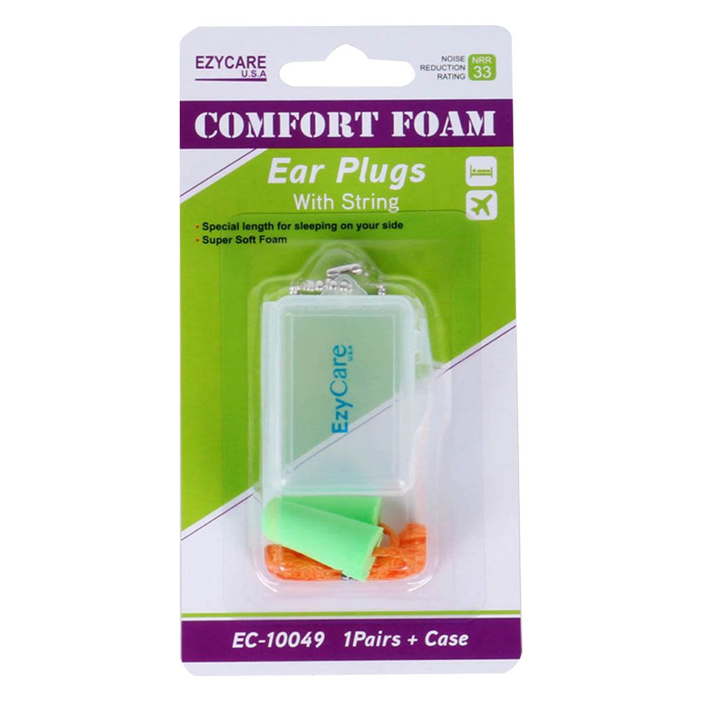 Ezycare Comfort Foam Ear Plugs With String 10049 - Easy Pharmacy LLC