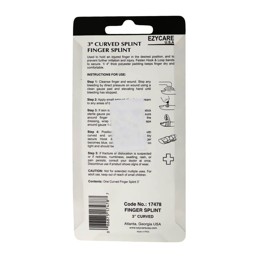 Ezycare 3 Curved Finger Splint 17478 - Easy Pharmacy LLC