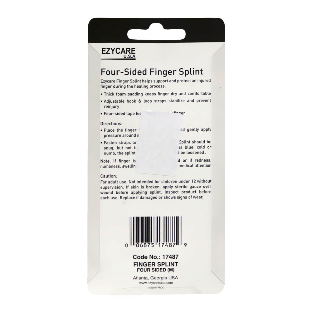 Ezycare Four Sided Finger Splint M 17487 - Easy Pharmacy LLC