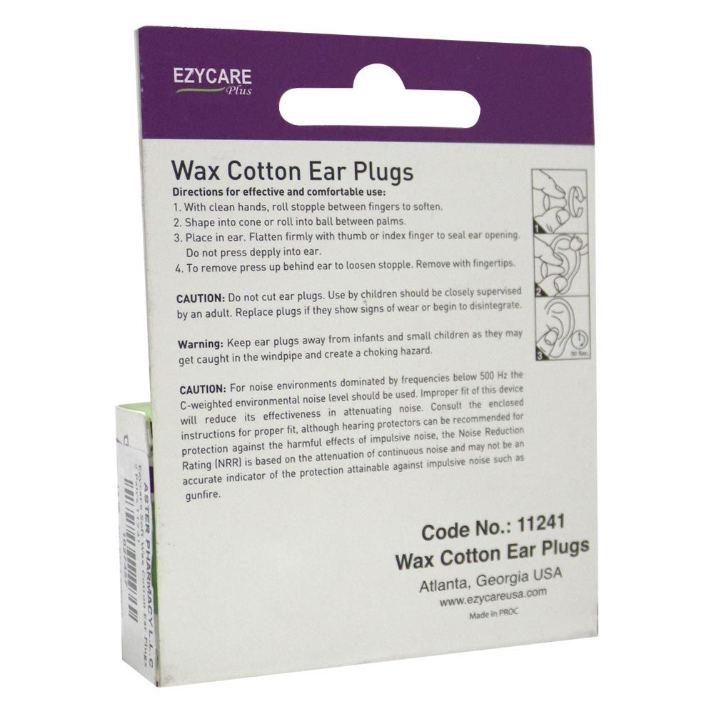 Ezycare Soft Wax Cotton Ear Plugs 2 Pairs 11241 - Easy Pharmacy LLC