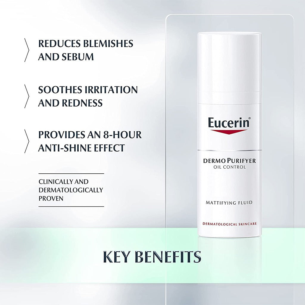 Eucerin Dermo Purifyer Oil Control Mattifying Fluid For Blemish Prone Skin 50ml - Easy Pharmacy LLC