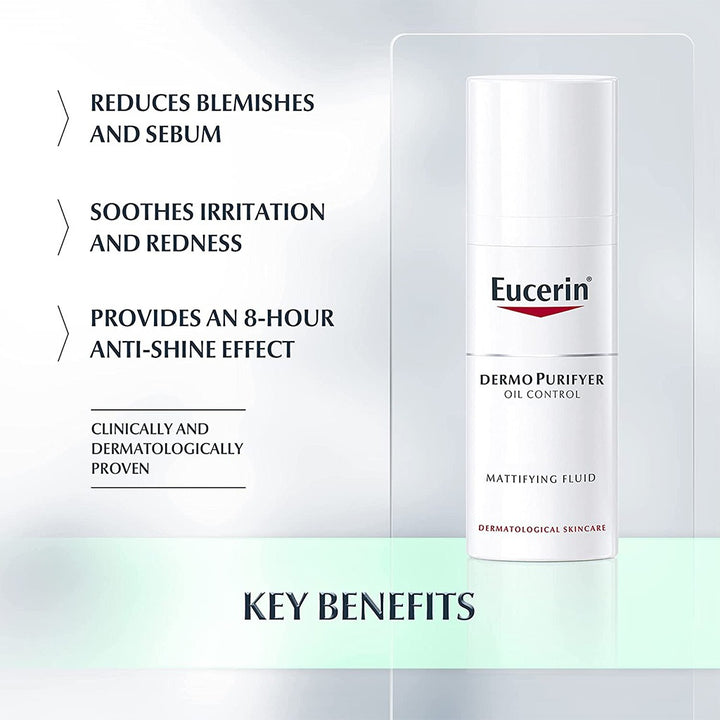 Eucerin Dermo Purifyer Oil Control Mattifying Fluid For Blemish Prone Skin 50ml - Easy Pharmacy LLC