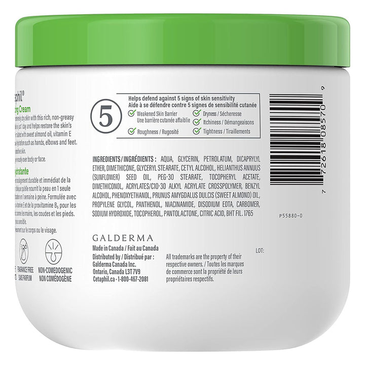 Cetaphil Moisturizing Cream, Face & Body Moisturizer For Men & Women With Dry to Very Dry Sensitive Skin, Unscented, 453g - Easy Pharmacy LLC