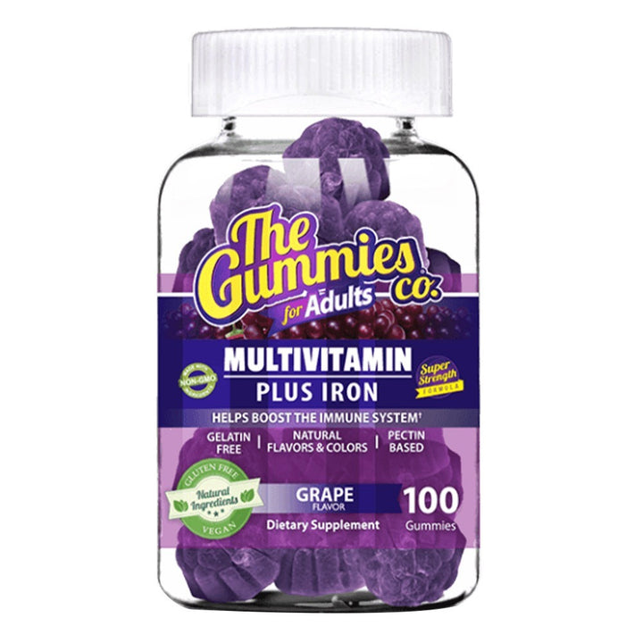 The Gummies Co Adults Multivitamin Supplement Gummies With Iron Grape Flavour, Pack of 100's - Easy Pharmacy LLC
