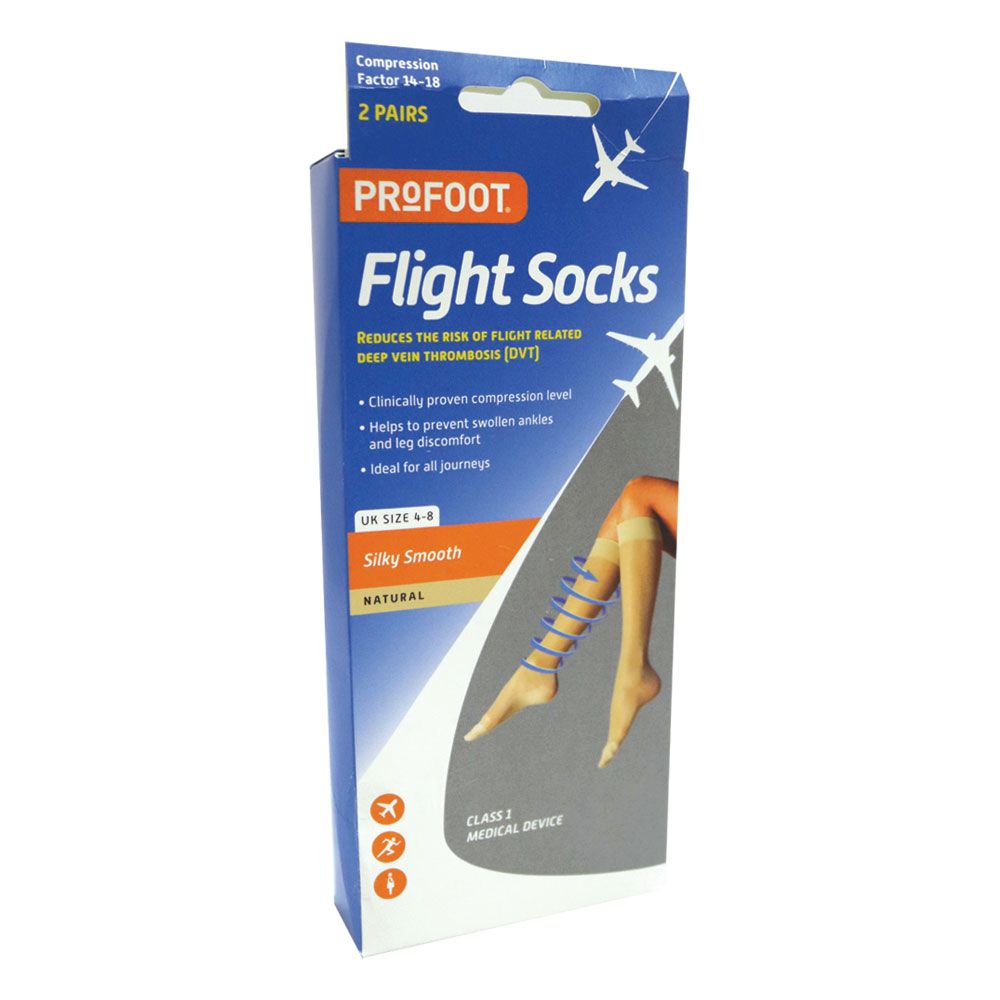 Profoot Flight Socks Silky Smooth Natural UK Size 4-8, 2 Pairs P72001 - Easy Pharmacy LLC