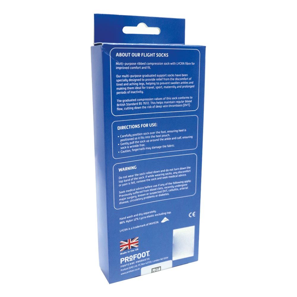 Profoot Flight Socks Ribbed Black UK Size 4-7, 1 Pair P72112/1 - Easy Pharmacy LLC
